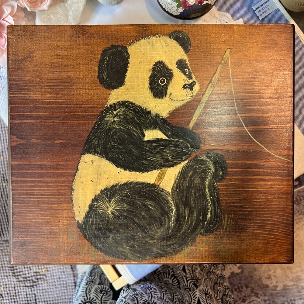 Large Panda Handpainted Keepsake Treasures Box